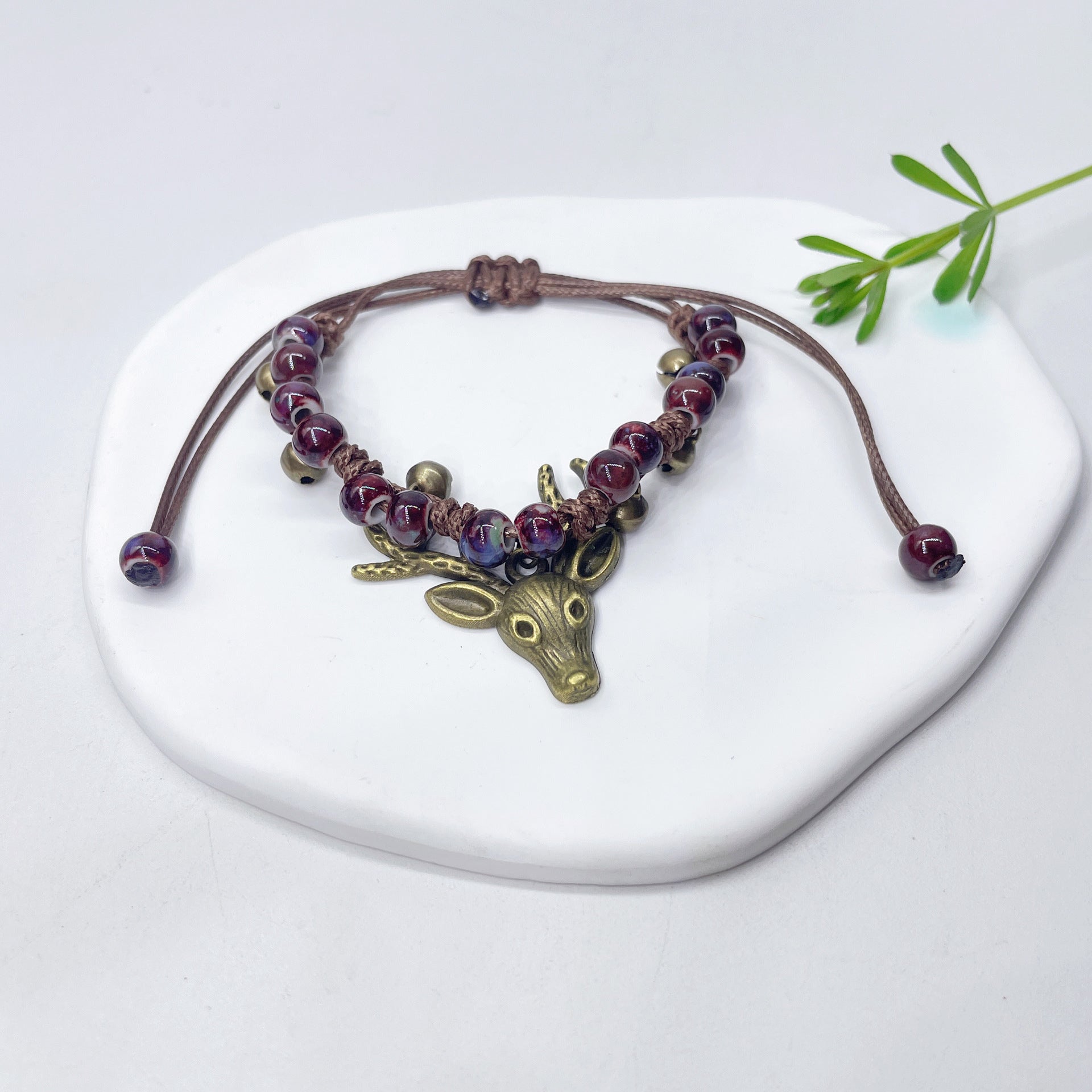 Aura Artisan Ceramic Charm Strand — Hand-Woven Friendship Bracelet