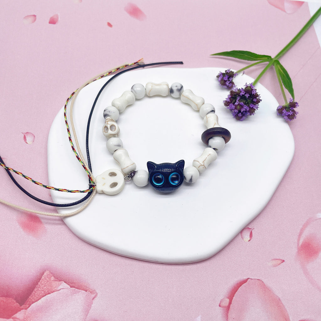 Aura Artisan Ceramic Charm Strand — Hand-Woven Friendship Bracelet