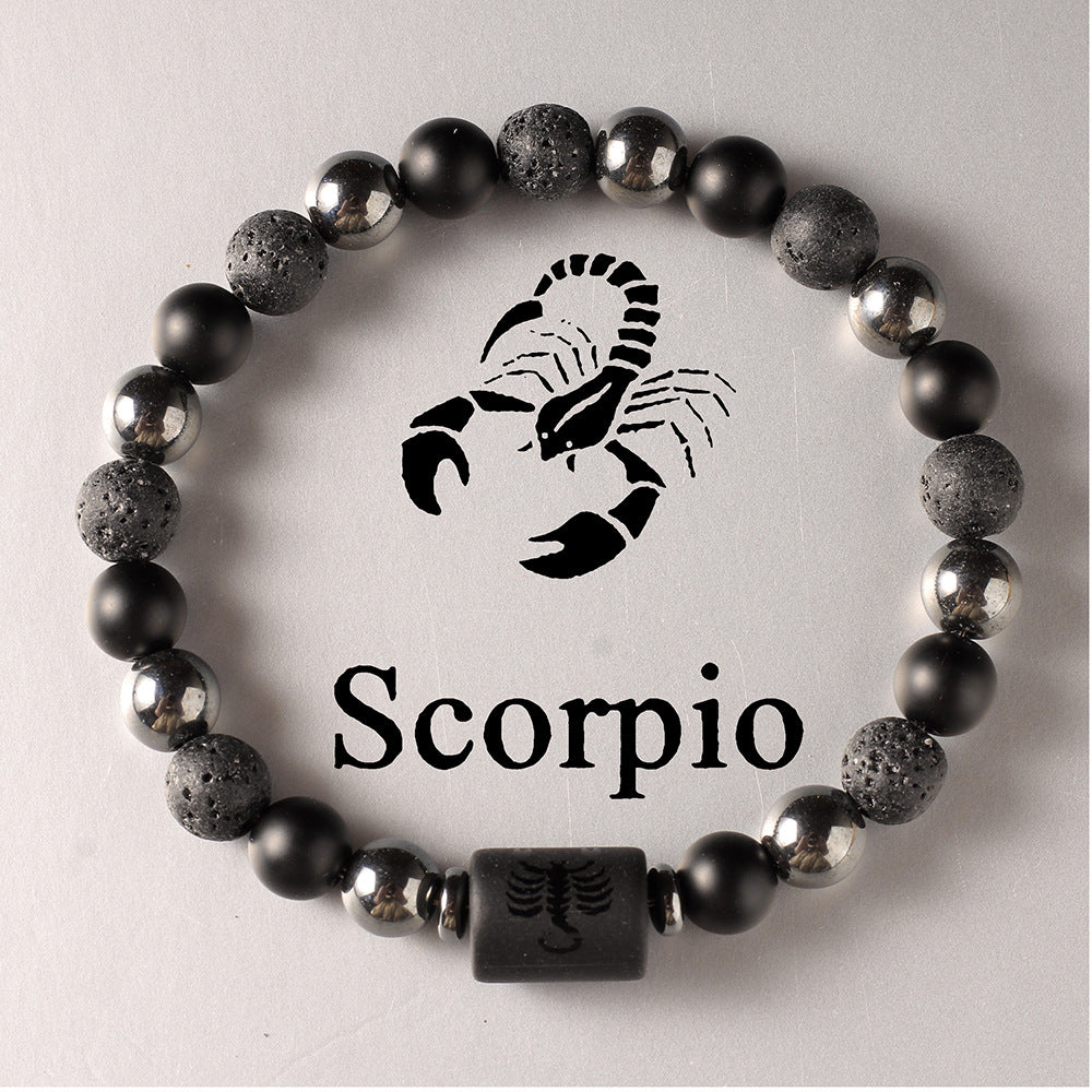 12 Zodiac Constellation Natural Stone Beaded Bracelet