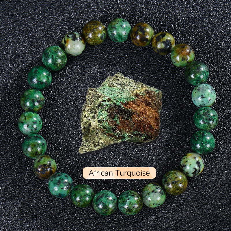 Vintage Natural Stone Beaded Strand — Classic Round Gemstone Bracelet