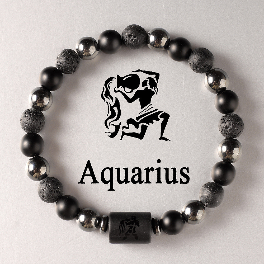12 Zodiac Constellation Natural Stone Beaded Bracelet
