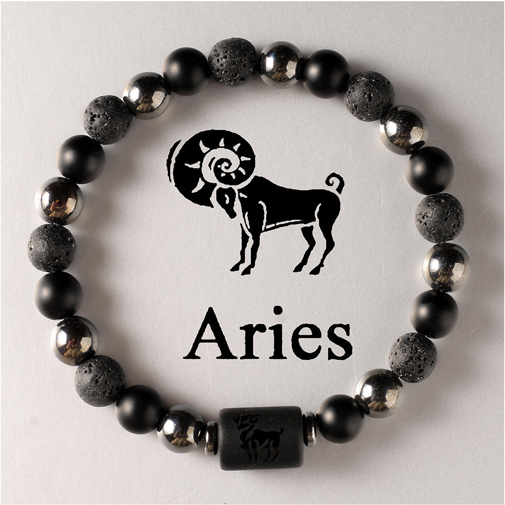 12 Zodiac Constellation Natural Stone Beaded Bracelet