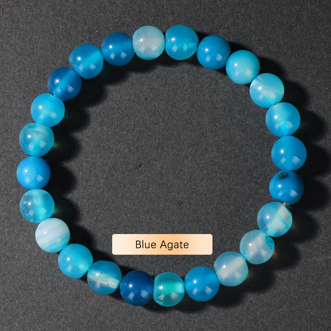 Vintage Natural Stone Beaded Strand — Classic Round Gemstone Bracelet