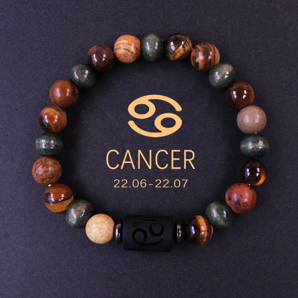 12 Zodiac Signs Tiger's Eye Bead Bracelet