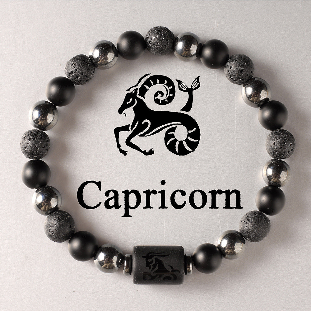 12 Zodiac Constellation Natural Stone Beaded Bracelet