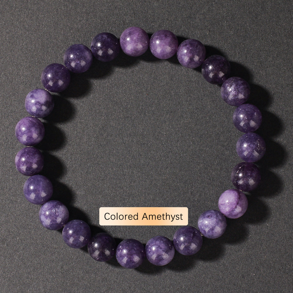 Vintage Natural Stone Beaded Strand — Classic Round Gemstone Bracelet