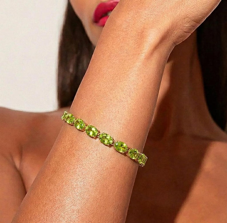 Peridot Aura Tennis Bracelet — Cosmic August Birthstone