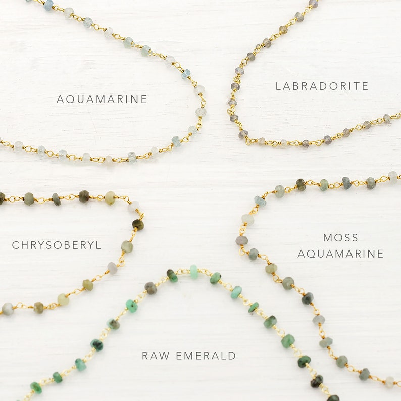 Gemstone Harmony Stacking Bracelet — Aquamarine & Emerald Birthstone Chain