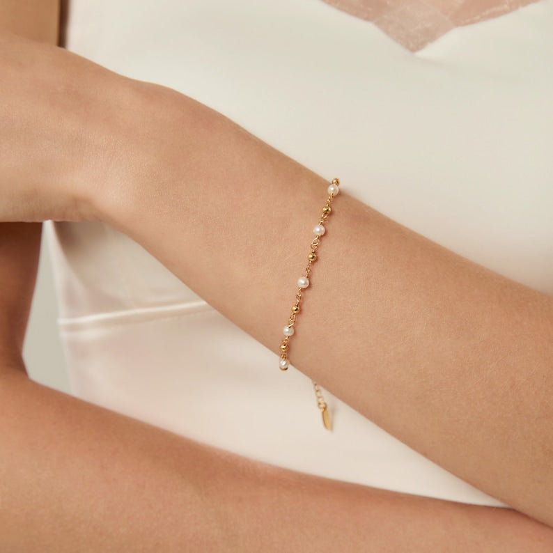 Dainty Pearl Motif Bracelet — Luminous Bridal Curation