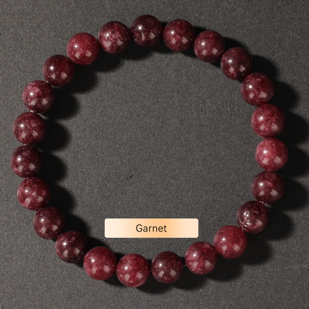 Vintage Natural Stone Beaded Strand — Classic Round Gemstone Bracelet