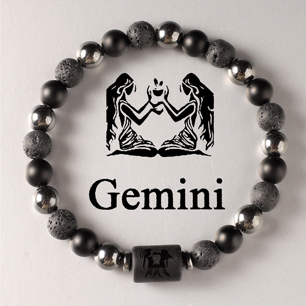 12 Zodiac Constellation Natural Stone Beaded Bracelet