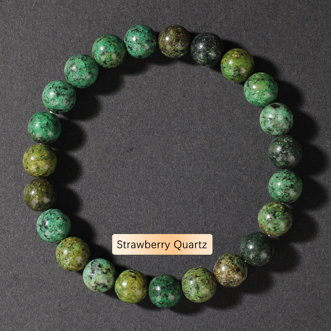 Vintage Natural Stone Beaded Strand — Classic Round Gemstone Bracelet