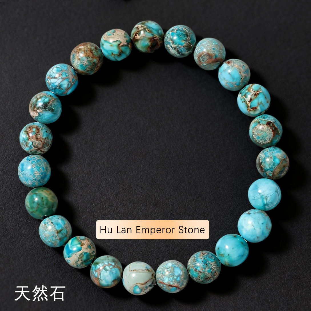 Vintage Natural Stone Beaded Strand — Classic Round Gemstone Bracelet