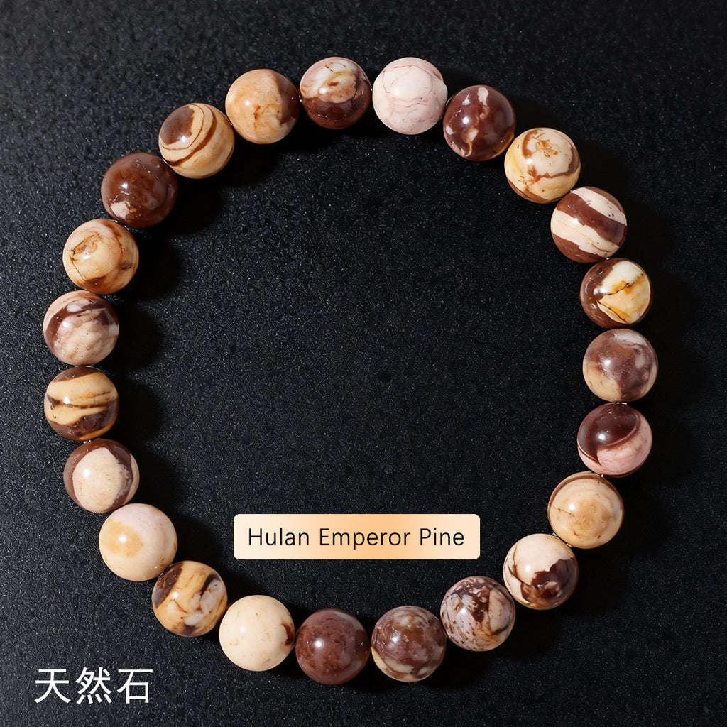 Vintage Natural Stone Beaded Strand — Classic Round Gemstone Bracelet