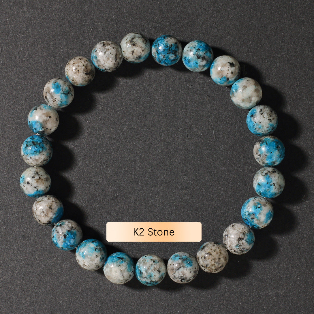 Vintage Natural Stone Beaded Strand — Classic Round Gemstone Bracelet