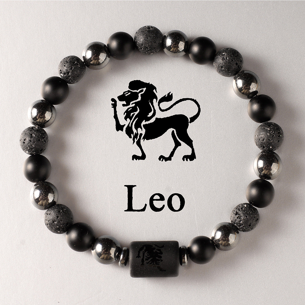 12 Zodiac Constellation Natural Stone Beaded Bracelet