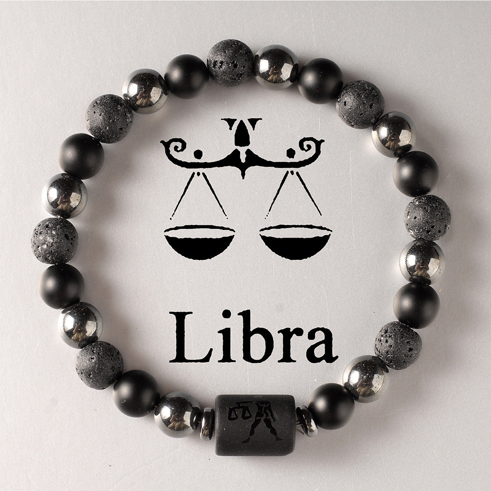 12 Zodiac Constellation Natural Stone Beaded Bracelet