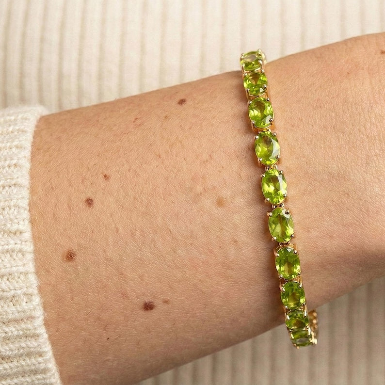Peridot Aura Tennis Bracelet — Cosmic August Birthstone