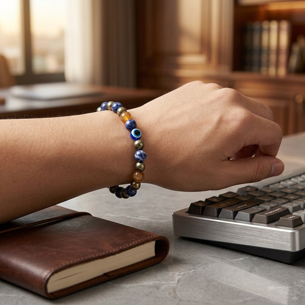 Abundance Magnet: Sodalite & Gold Pyrite Wealth Attraction Bracelet