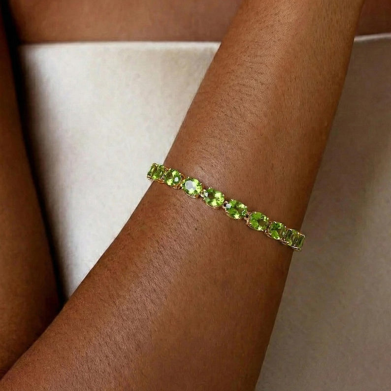 Peridot Aura Tennis Bracelet — Cosmic August Birthstone