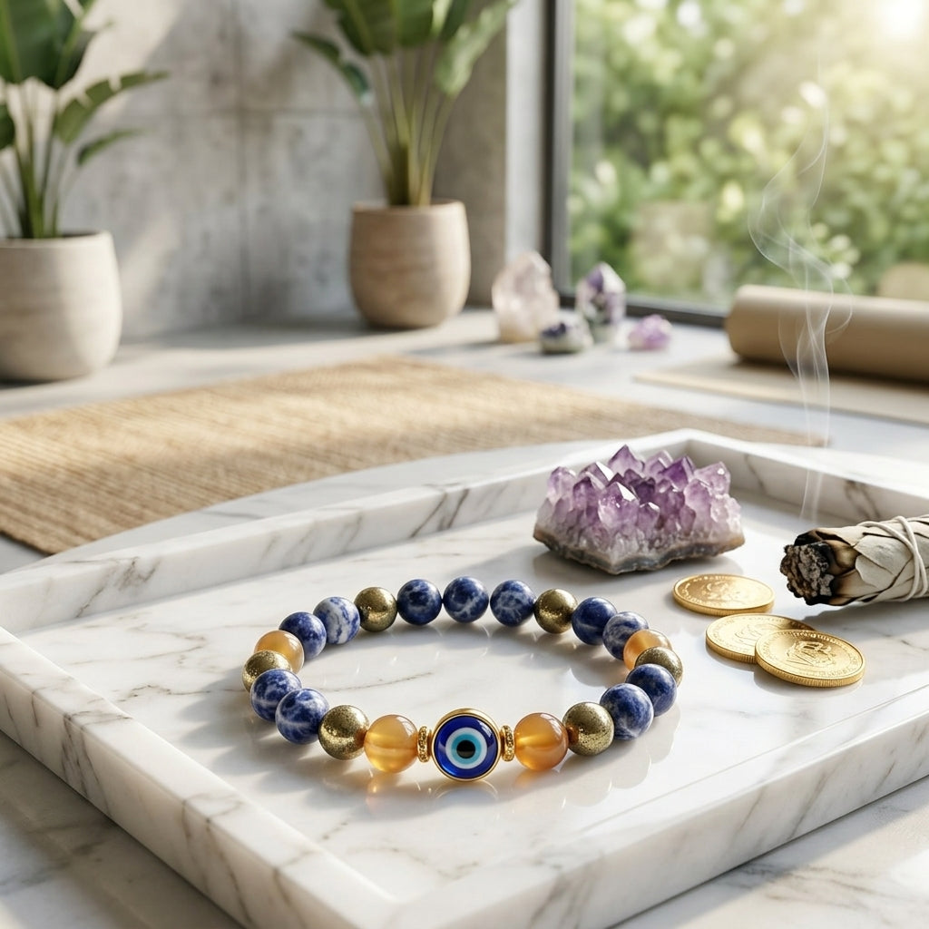 Abundance Magnet: Sodalite & Gold Pyrite Wealth Attraction Bracelet
