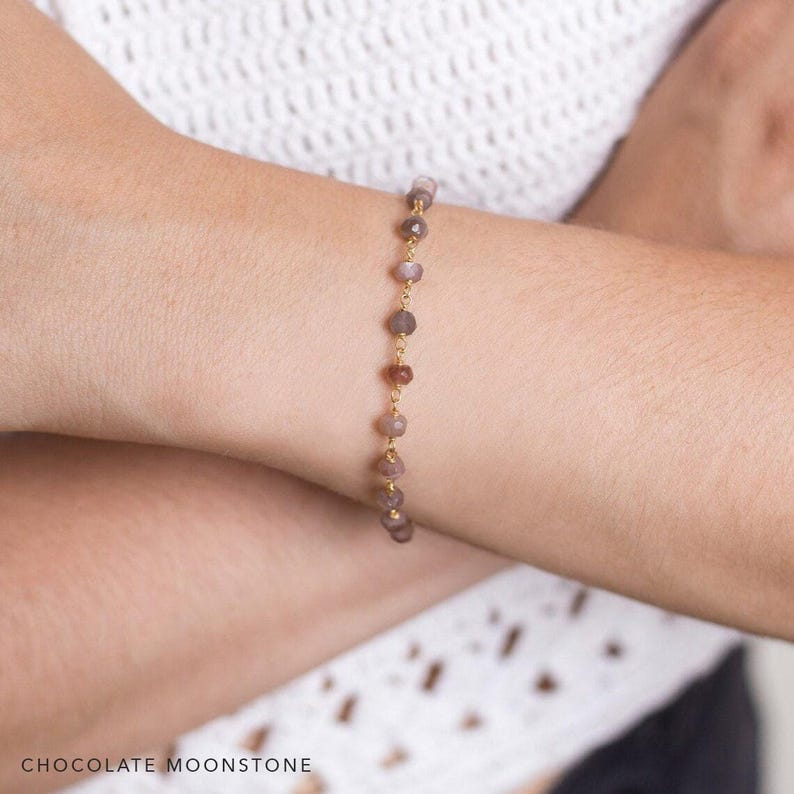 Gemstone Harmony Stacking Bracelet — Aquamarine & Emerald Birthstone Chain