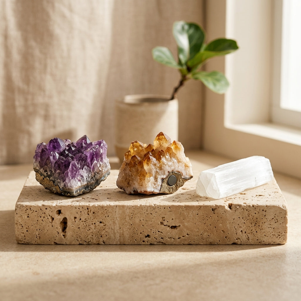 Celestial Magnets: Raw Crystal Moon-Charged Manifestation Magnets