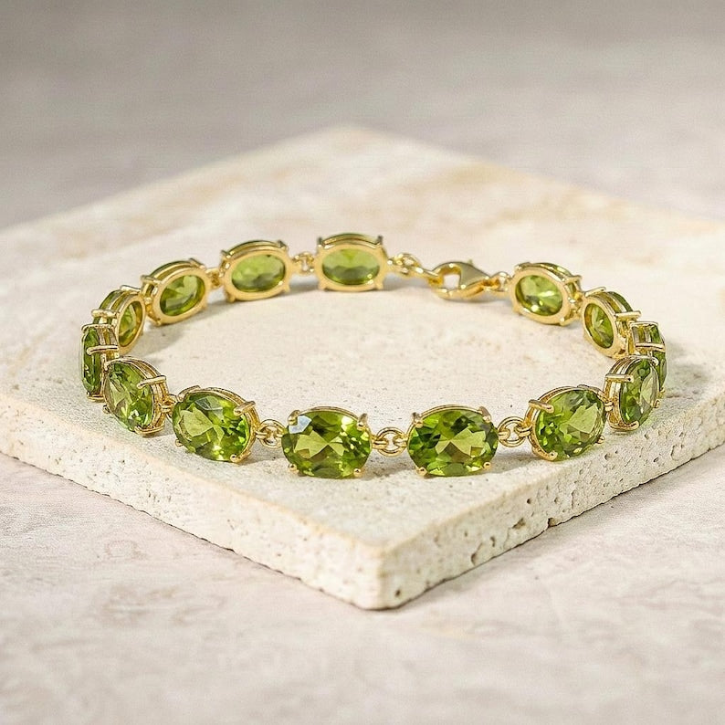 Peridot Aura Tennis Bracelet — Cosmic August Birthstone