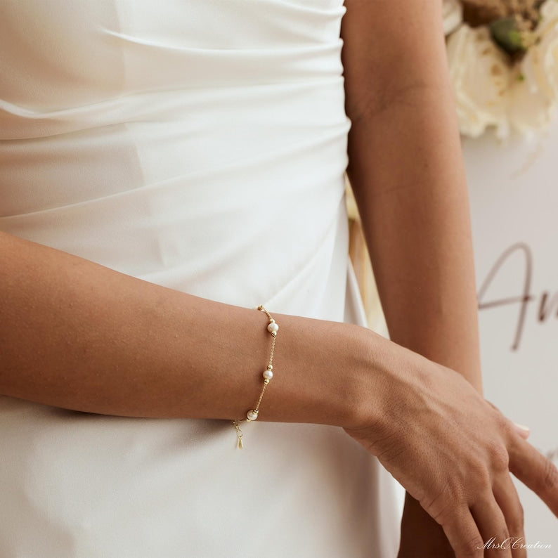 Eternity Pearl Bead Bracelet — Classic Bridal Aura