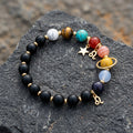 Zodiac Bracelet with Black Natural Stone (Eight Planets)