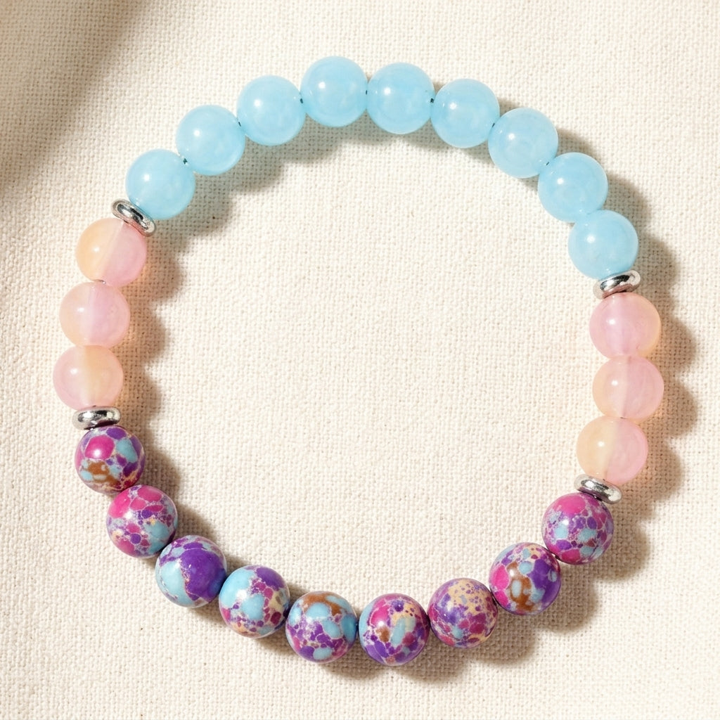 Sodalite Love: Natural Blue Sodalite, Peach Aventurine & Marbled Jasper Bracelet
