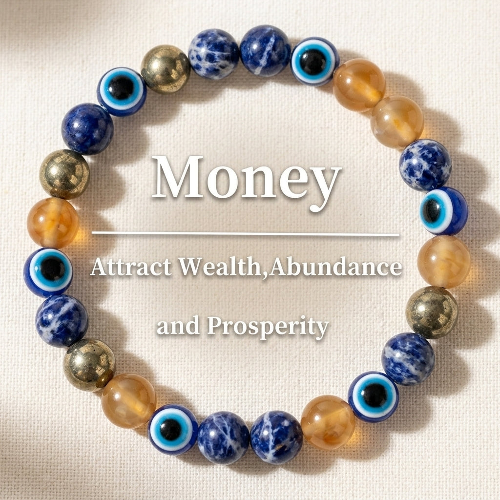 Abundance Magnet: Sodalite & Gold Pyrite Wealth Attraction Bracelet