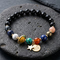 Zodiac Bracelet with Eight Planets & Faceted Black Stones