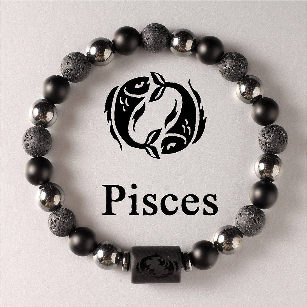 12 Zodiac Constellation Natural Stone Beaded Bracelet