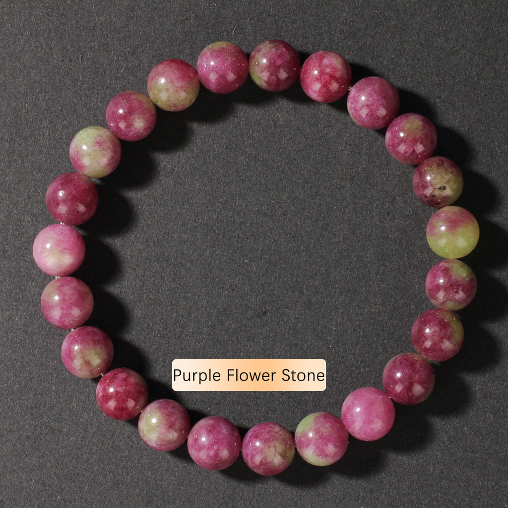 Vintage Natural Stone Beaded Strand — Classic Round Gemstone Bracelet