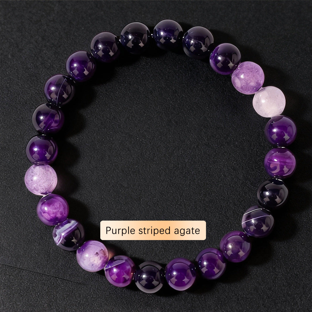 Vintage Natural Stone Beaded Strand — Classic Round Gemstone Bracelet