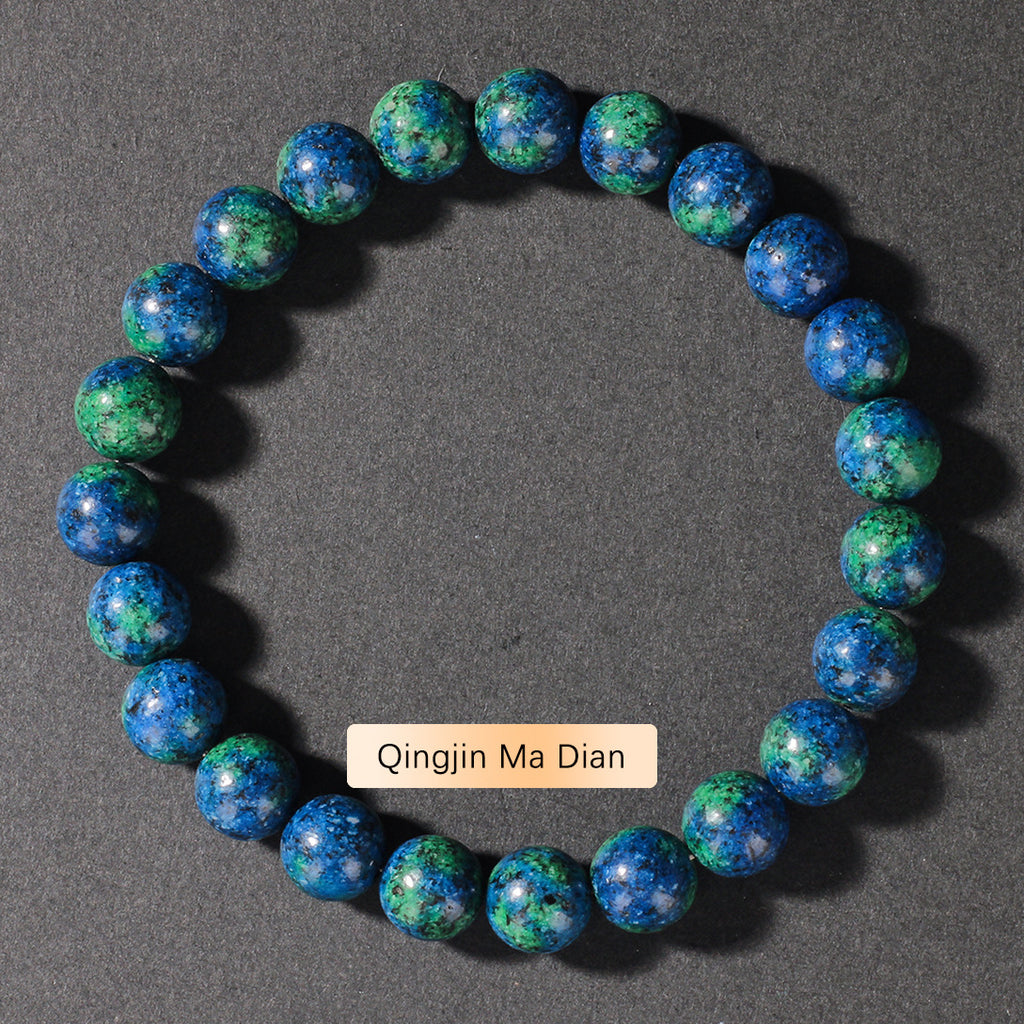Vintage Natural Stone Beaded Strand — Classic Round Gemstone Bracelet
