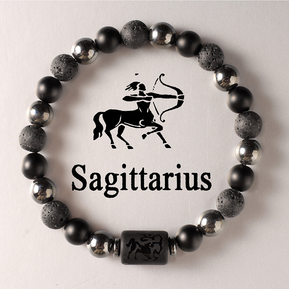12 Zodiac Constellation Natural Stone Beaded Bracelet