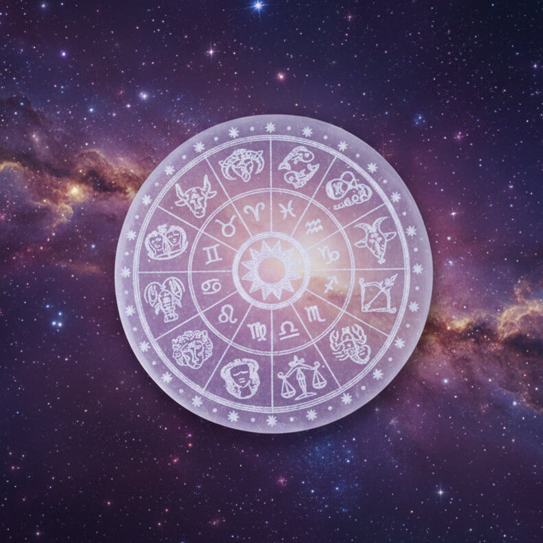 Aura Seven Chakras Selenite Charging Plate — Multi-Chakra Alignment Cleansing Slab