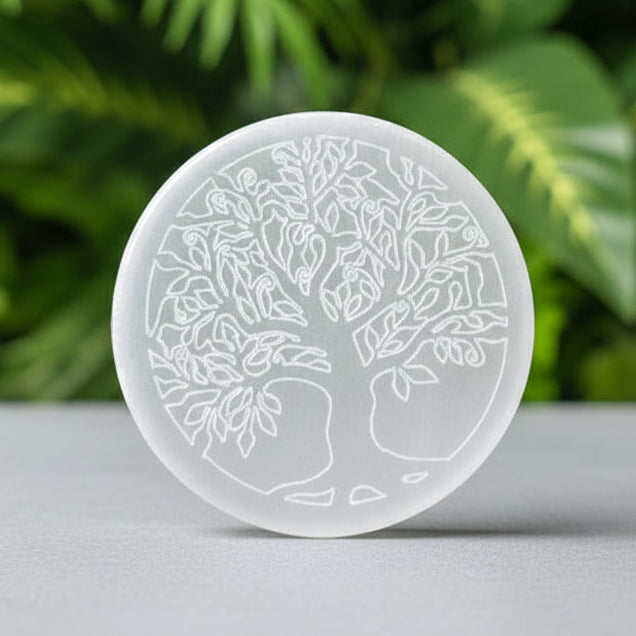 Aura Seven Chakras Selenite Charging Plate — Multi-Chakra Alignment Cleansing Slab