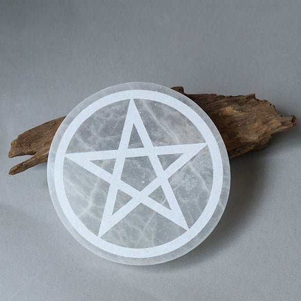 Aura Seven Chakras Selenite Charging Plate — Multi-Chakra Alignment Cleansing Slab