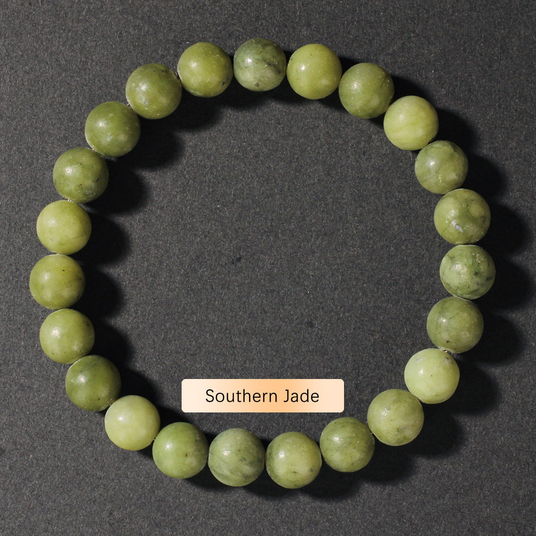 Vintage Natural Stone Beaded Strand — Classic Round Gemstone Bracelet