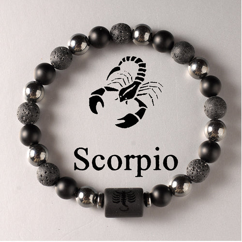12 Zodiac Constellation Natural Stone Beaded Bracelet