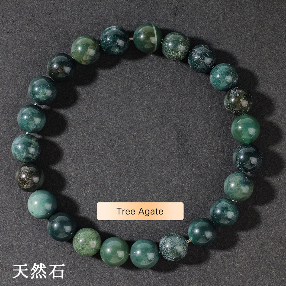Vintage Natural Stone Beaded Strand — Classic Round Gemstone Bracelet