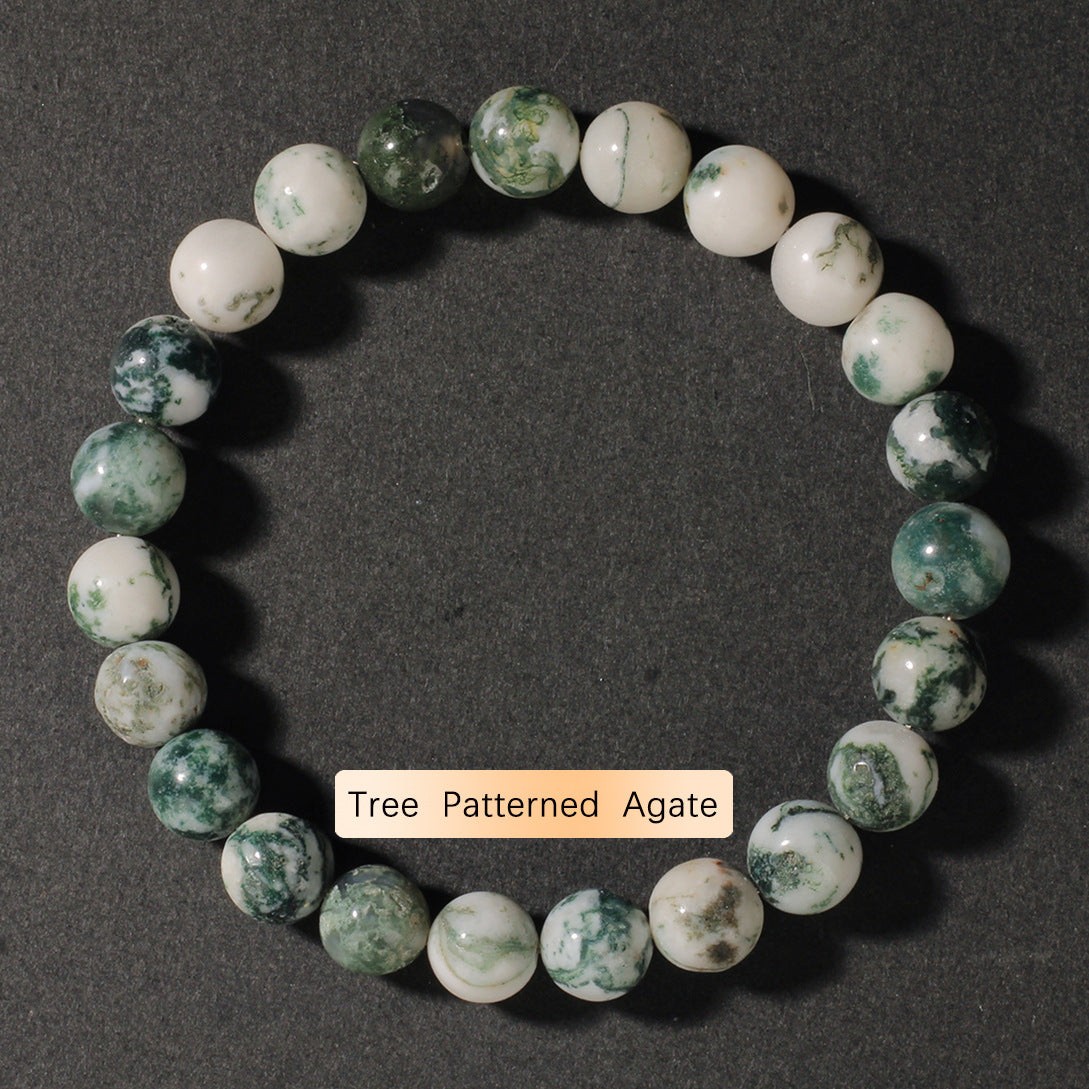 Vintage Natural Stone Beaded Strand — Classic Round Gemstone Bracelet