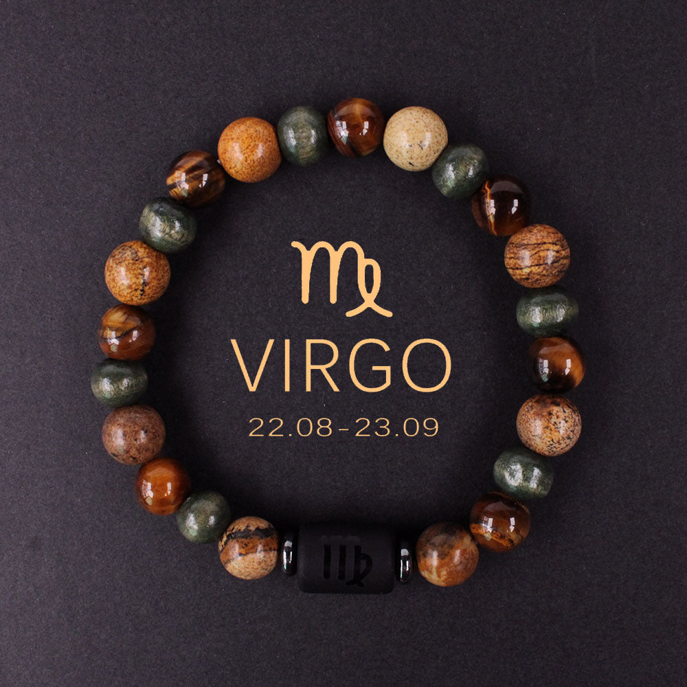 12 Zodiac Signs Tiger's Eye Bead Bracelet