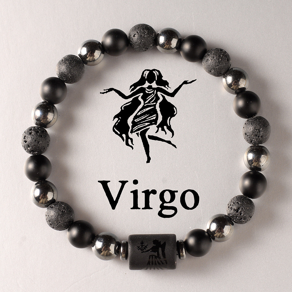 12 Zodiac Constellation Natural Stone Beaded Bracelet