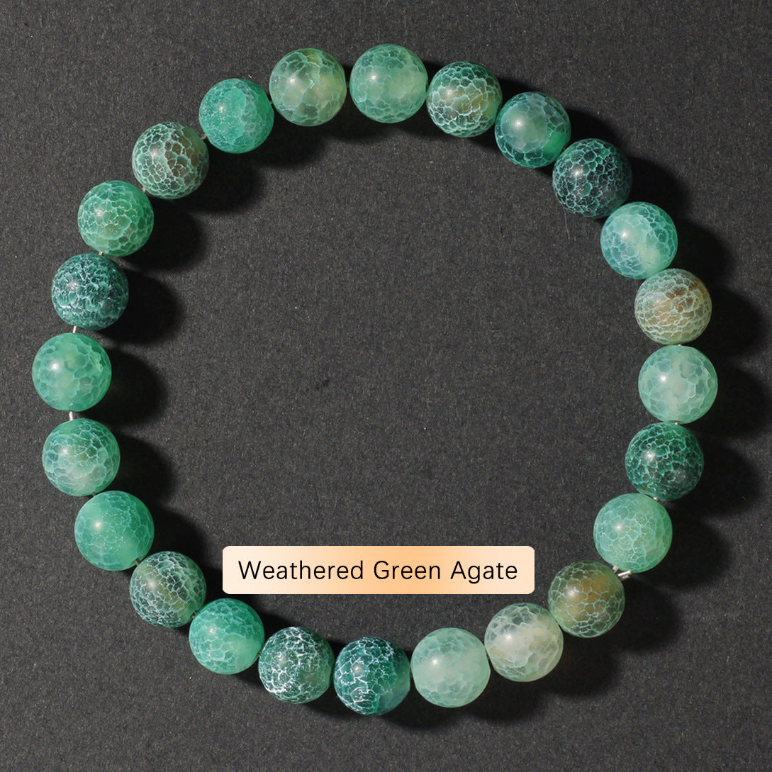 Vintage Natural Stone Beaded Strand — Classic Round Gemstone Bracelet